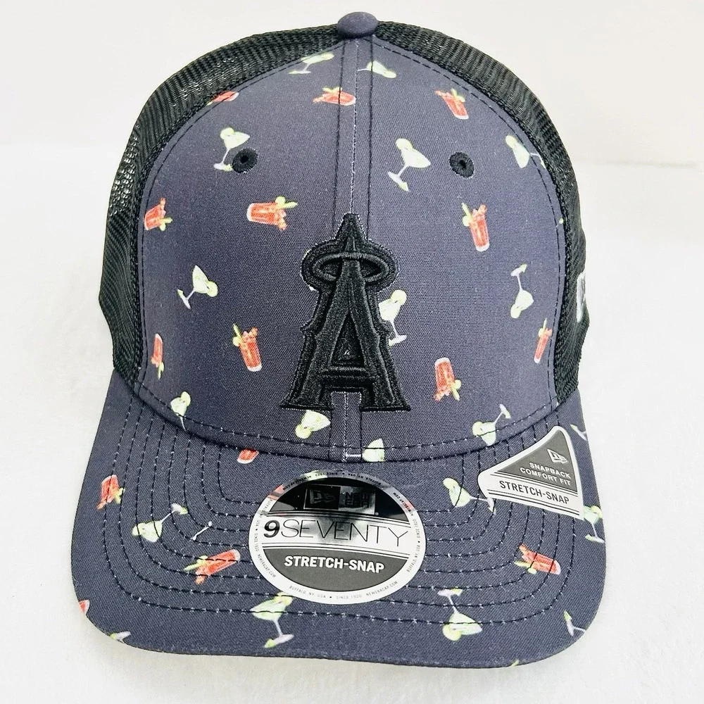 New Era Los Angeles Angels Drink Pattern 9SEVENTY‎ Stretch Snap Hat Cap Gray MLB